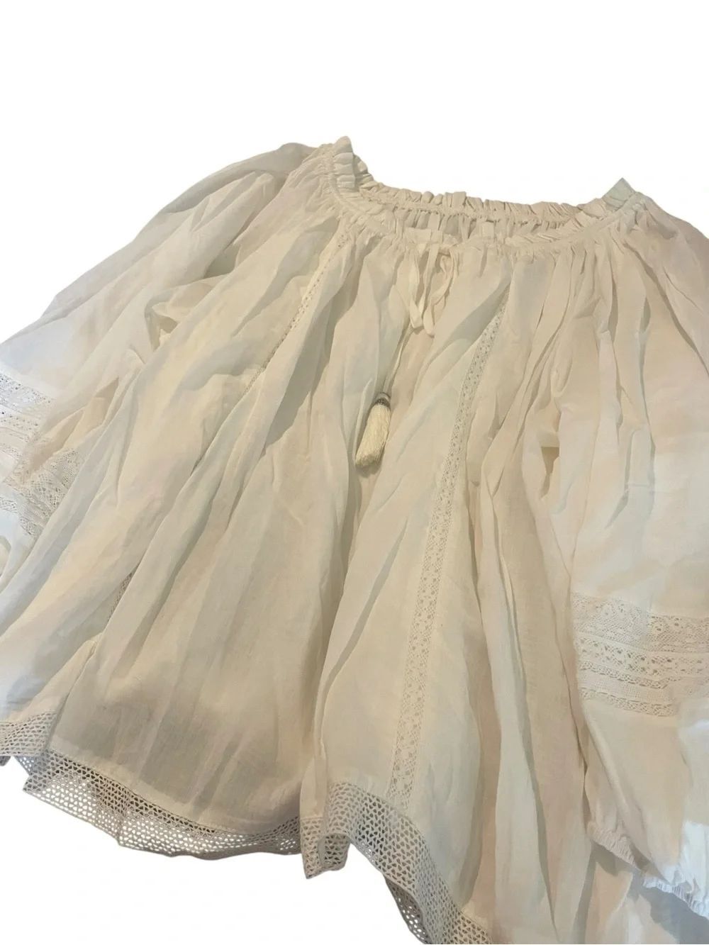 Kim Rogers Cream Boho Peasant Blouse